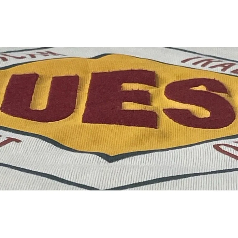 Guess Originals Butter Yellow Logo T Shirt Textured Varsity Graphic XL Cotton - Picture 5 of 8